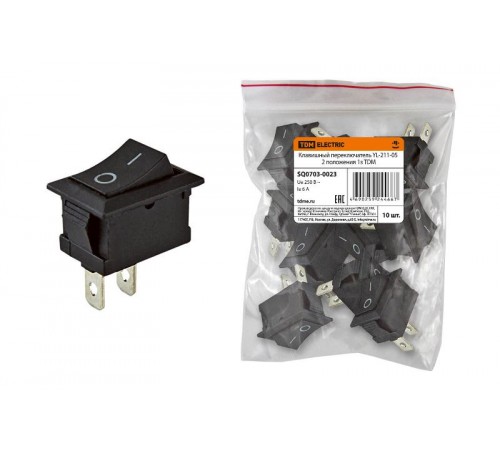 Клавишный переключатель YL-211-05 черный 2 положения 1з  SQ0703-0023  TDM