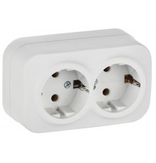 GLORY Розетка 2-местная с з/к без з/ш о/у 16А РС22-3-ХБм белый матовый  ERH21-K01M-16  IEK