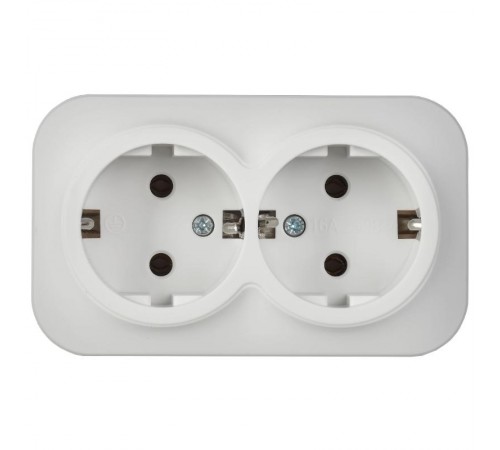 GLORY Розетка 2-местная с з/к без з/ш о/у 16А РС22-3-ХБм белый матовый  ERH21-K01M-16  IEK