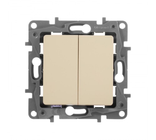 Etika Слоновая кость Переключатель 2-клавишный, 10А, автозажимные клеммы  672312  Legrand