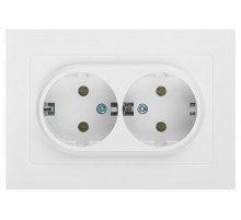 Розетка Intro Accent 6-205-01 2X2P+E Schuko, 16А-250В, IP20, СУ, AL/CU, белый   Б0063485  Intro