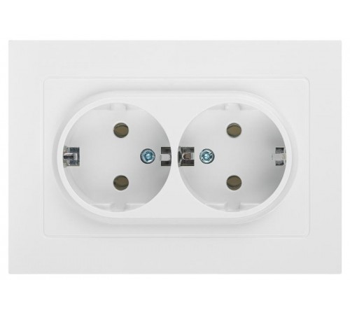 Розетка Intro Accent 6-205-01 2X2P+E Schuko, 16А-250В, IP20, СУ, AL/CU, белый   Б0063485  Intro