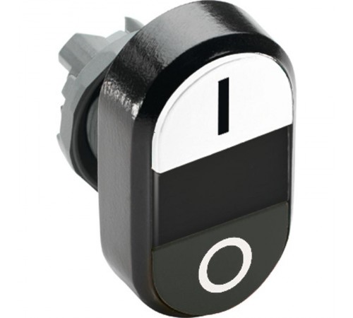 Кнопка двойная MPD6-11B (белая/черная) непрозрачная черная линза с текстом (I/O)  1SFA611135R1106  ABB