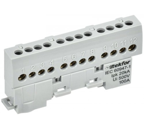 TEKFOR Шина L "фаза" изолированная на универсальном держателе 6х9-12-Ср  TF-NN10-12-KL-K03  IEK