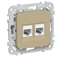 FLITE Розетка 2-ая RJ45/RJ11 кат.5Е/3 UTP РКТ5е/3-2-0-ФлХ хаки  FI-KT22-1-K59  IEK