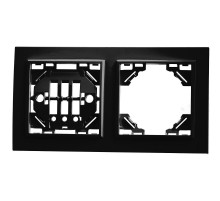 Рамка двухместная горизонтальная, серия Эрна, PFR00-9002-03, черный  39483  STEKKER