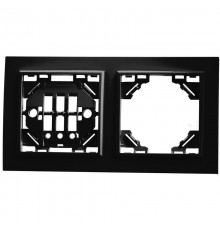 Рамка двухместная горизонтальная, серия Эрна, PFR00-9002-03, черный  39483  STEKKER