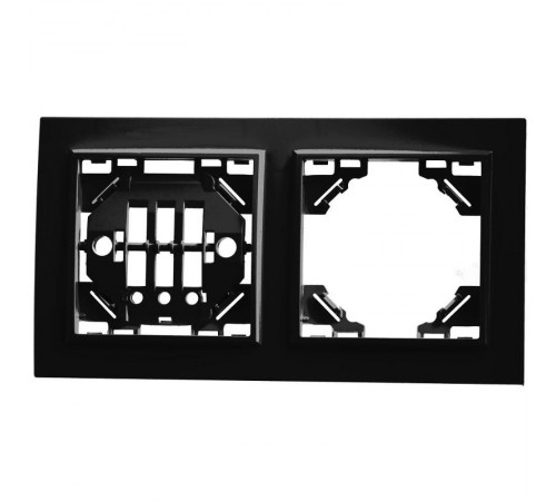Рамка двухместная горизонтальная, серия Эрна, PFR00-9002-03, черный  39483  STEKKER