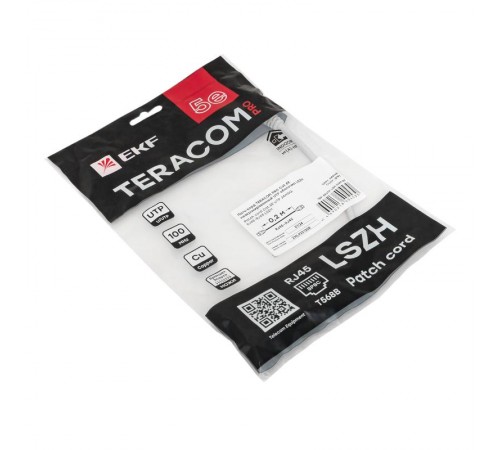 Патч-корд TERACOM PRO Cat.5E неэкранированный UTP оболочка LSZH серый (0,2м)  TRP-5EUTP-LSH-02M-GY  EKF