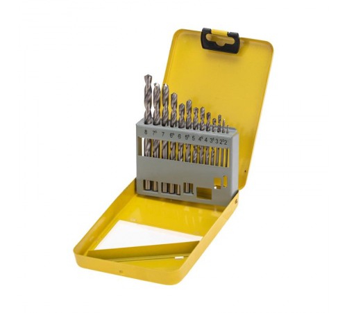 Набор сверл по металлу, 2-8мм (через 0,5мм), HSS, цилиндрический хвостовик, металлический кейс, 13 шт.  KR-91-0639  Kranz