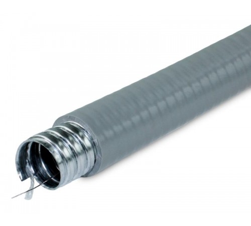 Металлорукав в ПВХ изоляции МПГ нг толстостенный 12 (50 м/уп.) серый с протяжкой  zeta42850  ГОФРОМАТИК