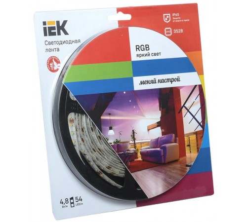 Лента светодиодная LSR-3528RGB54-eco 4,8Вт 12В RGB IP65 5м  LSR1-3-054-65-1-05  IEK