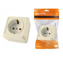 Розетка 2П+З открытой установки с з/ш IP20 16А, слоновая кость "Ладога"   SQ1801-0064  TDM