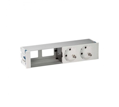 Simon S400 Врезной розеточный блок с крышкой,  ввод щетка, 2x2P+E, 2 пустых модуля, белый, Simon 400  44402000-130  Simon