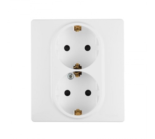 Etika Белый Розетка 2-я с заземлением со шторками, автозажимные клеммы  672233  Legrand