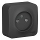 Blanca Антрацит О/У с изолирующей пластиной Розетка без заземления со шторками 16А, 250В  BLNRA001116  SE