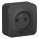 Blanca Антрацит О/У с изолирующей пластиной Розетка без заземления со шторками 16А, 250В  BLNRA001116  SE