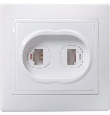 КВАРТА Белый Розетка 2-местная компьютерная и телефонная РK/T12-КБ  EIK10-K01-DM  GENERICA