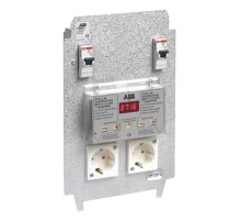 Панель монтажная CWB21, 2xSchuko, 2хВА 10А, ВДТ 30мА, 2-х канальное электронное реле времени, клемма заземления  2CMA177385R1000  ABB