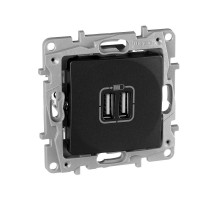 Etika Антрацит Розетка USB 2-ая 240В/5В 2400мА  672694  Legrand