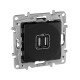Etika Антрацит Розетка USB 2-ая 240В/5В 2400мА  672694  Legrand