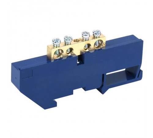 Шина "N" нулевая с синим изолятором на DIN-рейку 6x9 мм стойка бол. 4 группы  11-2338  REXANT