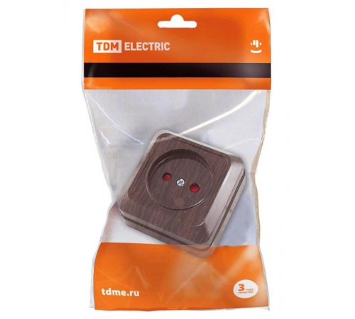 Розетка 2П открытой установки с з/ш IP20 10А, бук"Ладога"   SQ1801-0037  TDM