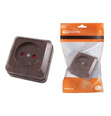 Розетка 2П открытой установки с з/ш IP20 10А, бук"Ладога"   SQ1801-0037  TDM