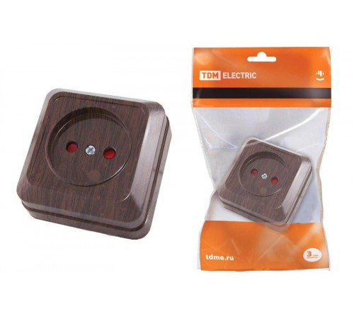 Розетка 2П открытой установки с з/ш IP20 10А, бук"Ладога"   SQ1801-0037  TDM