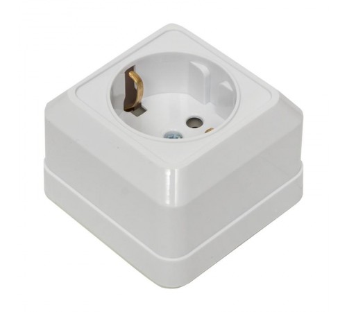 Рим Розетка 1-местная 16А с заземлением белая EKF  ENR16-028-10  EKF