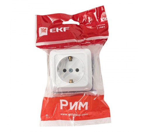 Рим Розетка 1-местная 16А с заземлением белая EKF  ENR16-028-10  EKF