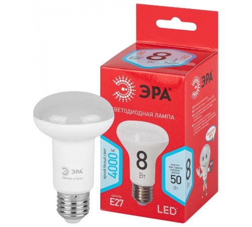 Лампа светодиодная RED LINE LED R63-8W-840-E27 R E27 8Вт рефлектор нейтральный белый свет  Б0052379  ЭРА