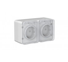AtlasDesign Profi54 Серый О/У Розетка двойная с заземлением со шторками 16А  ATN543026  SE