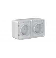 AtlasDesign Profi54 Серый О/У Розетка двойная с заземлением со шторками 16А  ATN543026  SE