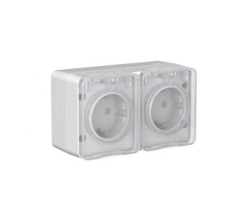 AtlasDesign Profi54 Серый О/У Розетка двойная с заземлением со шторками 16А  ATN543026  SE