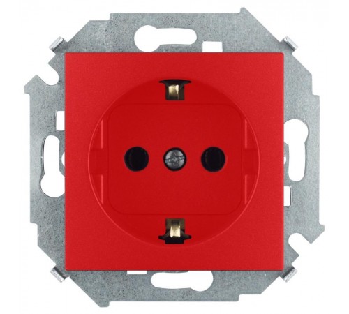 Simon 15 Розетка с/з Schuko, 16А 250В, винт. зажим, красный  1591432-037  Simon