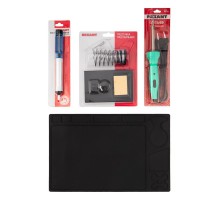 Набор К20 для пайки продвинутый (паяльник с подсветкой, подставка, экстрактор, коврик)  09-3760  Rexant