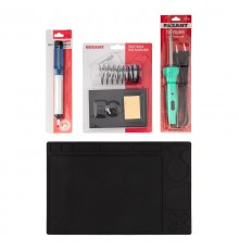 Набор К20 для пайки продвинутый (паяльник с подсветкой, подставка, экстрактор, коврик)  09-3760  Rexant