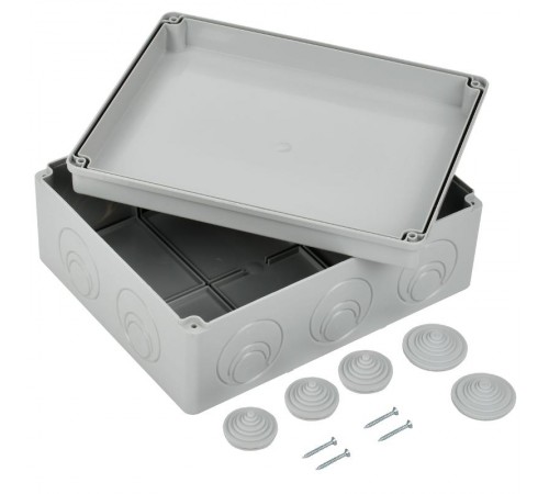 Коробка распределительная КМ41272 для о/п 240х195х90 мм IP55 (RAL7035, кабельные вводы 5 шт)  UKO10-240-195-090-K41-55  IEK