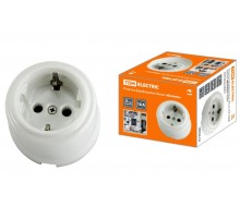 Розетка фарфоровая 2П+З 16А 250В белая "Болонь"  SQ1820-0007  TDM