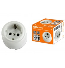 Розетка фарфоровая 2П+З 16А 250В белая "Болонь"  SQ1820-0007  TDM