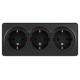 Розетка ЭРА Эксперт 11-2208-05 тройная с заземлением 3х2P+E Schuko, IP20, 16A-250В, ОУ, Антрацит  Б0063007  ЭРА
