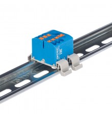 Блок распределительный с гориз. адаптером на рейку  35мм, зажим push-in, 1 ввод 6 кв.мм, 6  подкл. 2,5 кв.мм, синий  DTP1-106-104SPUB-H  DKC