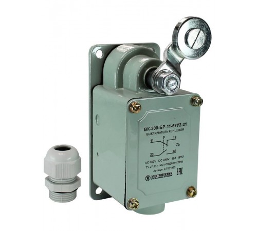 ВК-300-БР-11-67У2-21, рычаг с роликом, с сальником, ход вправо, cамовозврат, ступень 2- 51мм, IP67, выключатель концевой  ET051925  Электротехник