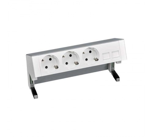 Simon S400 Настольный розеточный блок, 3х2P+E, адаптер для 2хRJ45, моноблок, алюминий, Simon 400  42403020-133  Simon