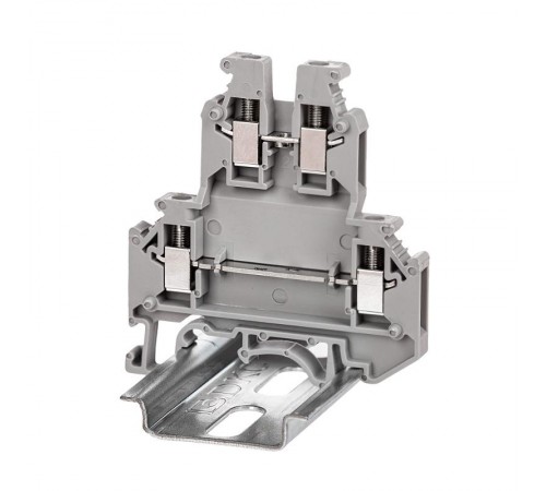 Клемма двухуровневая, винтовой зажим, 4 точки подключения, 2.5 кв.мм, серая  KRUK-3  DKC