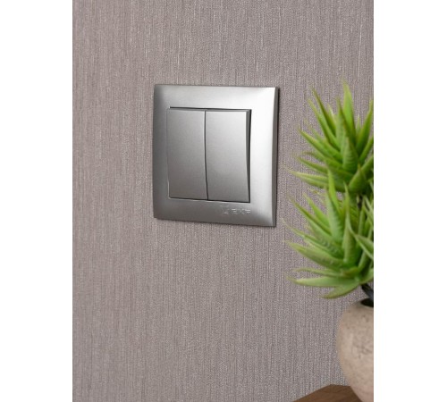 Валенсия лицевая панель выключателя 2-кл. 10А сталь EKF PROxima   ESV10-L-023-30   EKF