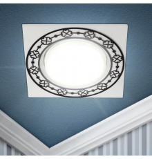 Светильник точечный встраиваемый KL78 WH/BK под лампу Gx53 квадратный,220V,13W,белый/черный  Б0037367  ЭРА