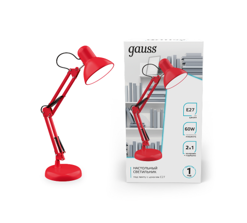 Светильник настольный GTL002 60W 220-240V E27 красный струбцина и основание 1/12  GT0024  Gauss