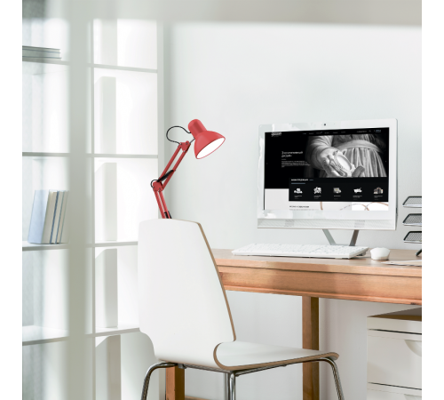 Светильник настольный GTL002 60W 220-240V E27 красный струбцина и основание 1/12  GT0024  Gauss